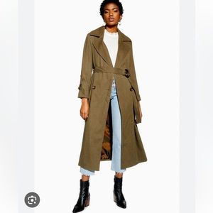 New TOPSHOP Belted Trench Coat in Khaki